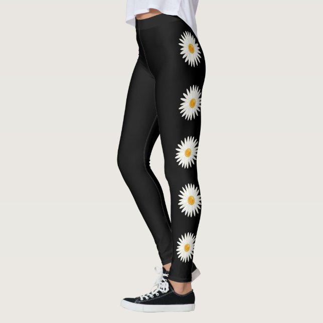 Leggings Fleurs Faisées Sur Couleur Arrière - plan Noir (Gauche)
