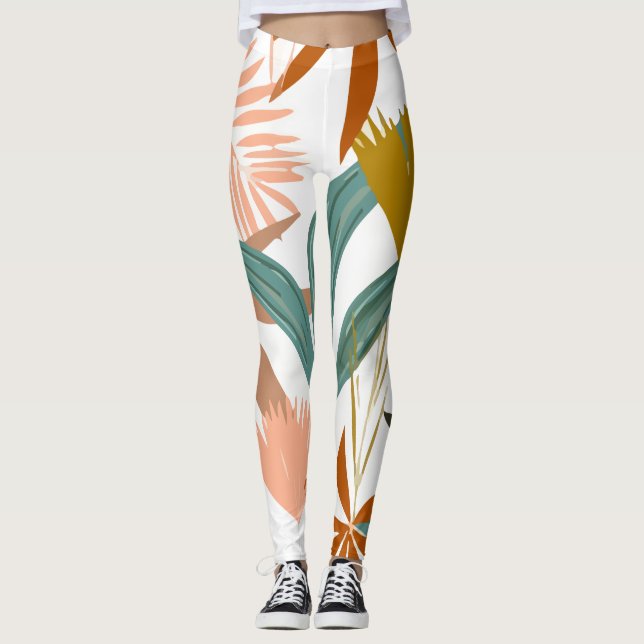 Leggings Fleurs Feuilles tropicales (Devant)