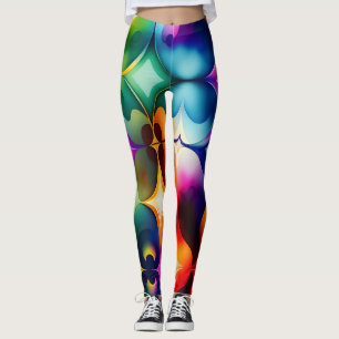 Leggings Fleurs fractales colorées Motif arc-en-ciel