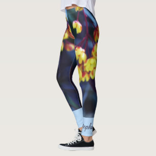 Leggings Fleurs Jaune Doré, Nom, Mode de Yoga Floral