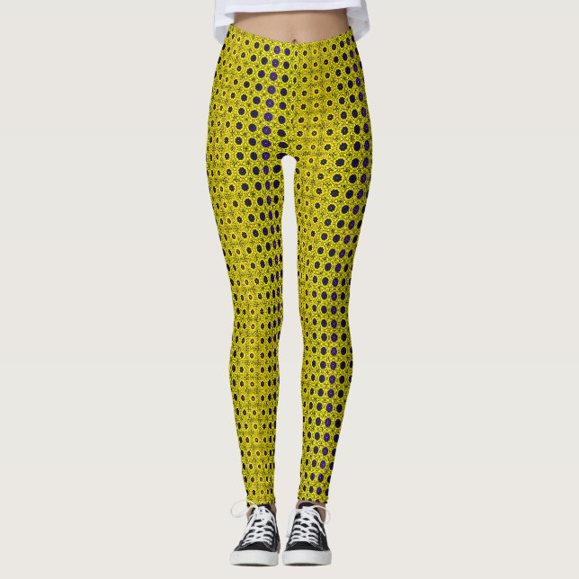 Leggings Fleurs jaunes, bleues, noires (Devant)