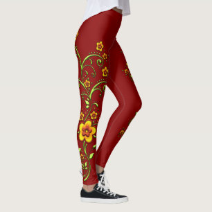 Leggings Fleurs jaunes sur pattes de vigne