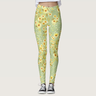 Leggings Fleurs marguerites : Aquarelle Sombre Sans Couleur