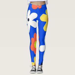 Leggings Fleurs marguerites colorées motif