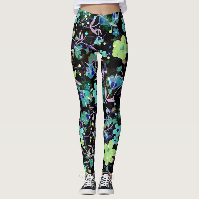 Leggings Fleurs mignonnes - Aquarelle (Devant)