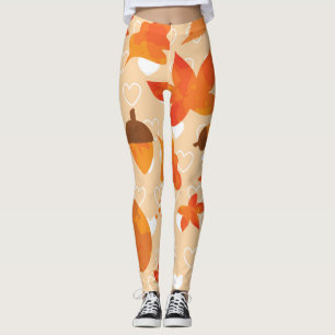 Leggings Fleurs orange : Motif Doodle à la main.