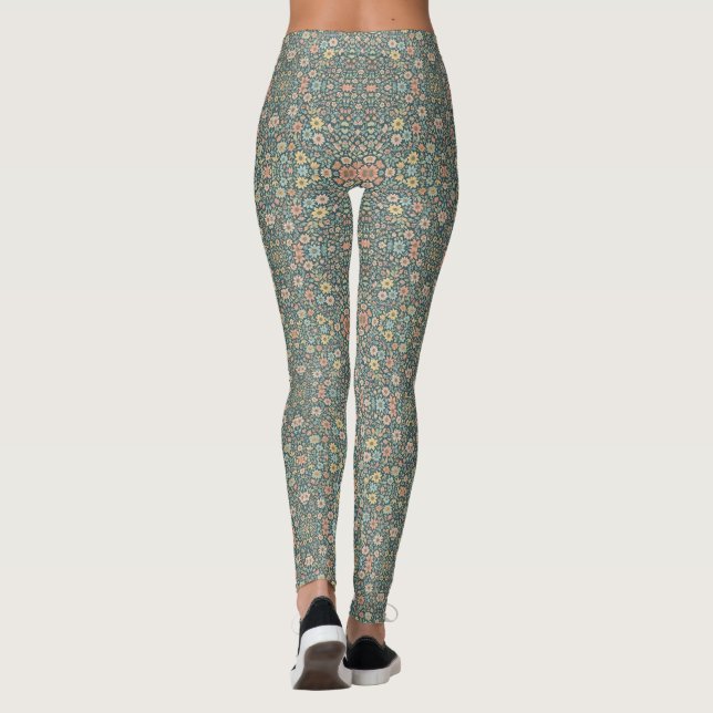 Leggings Fleurs pastel avec un arrière - plan foncé (Dos)