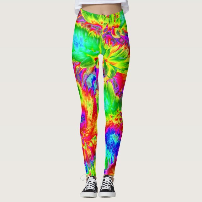 Leggings fleurs psychédéliques 2 (Devant)
