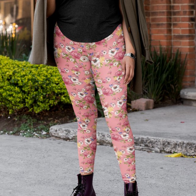 Leggings Fleurs roses Aquarelle Florale Pour elle (Créateur téléchargé)