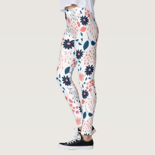 Leggings Fleurs roses et bleues motif