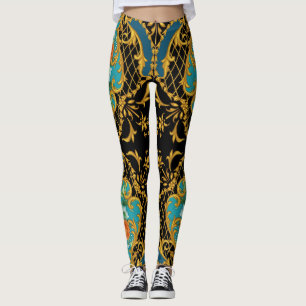 Leggings Fleurs roses orange : Composition Carré