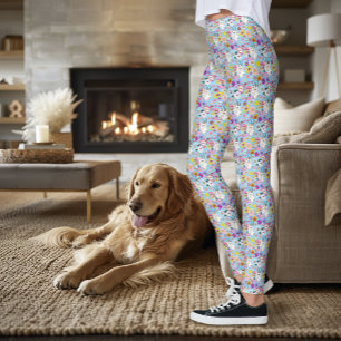 Leggings Fleurs sauvages chèvre de montagne blanche nature