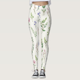 Leggings Fleurs sauvages Et Herbes Motif Sans Faille