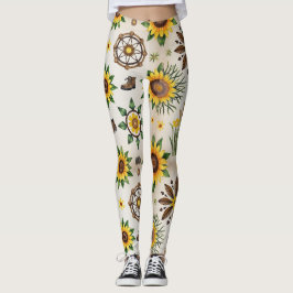 Leggings Fleurs sauvages et motif naturel transparent