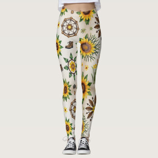 Leggings Fleurs sauvages et motif naturel transparent