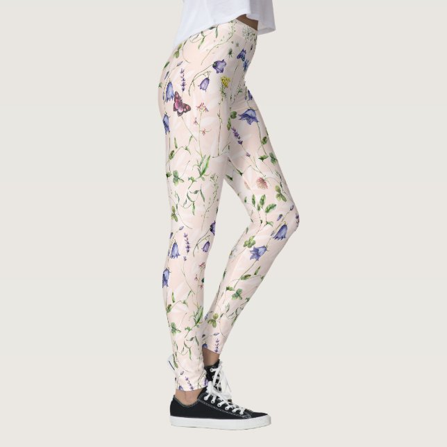Leggings Fleurs sauvages et papillons Motif aquarelle (Droite)