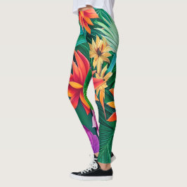 Leggings Fleurs tropicales colorées Motif