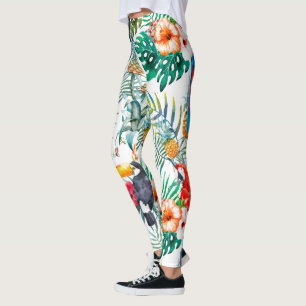 Leggings Fleurs tropicales et Toucan
