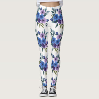 Leggings Fleurs tropicales hawaïennes motif hibiscus violet