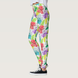 Leggings Fleurs tropicales sans couture motif