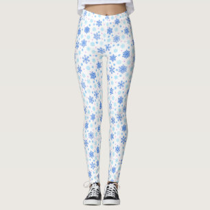 Leggings Flocon de neige blanc Pastel bleu bébé bleu élégan