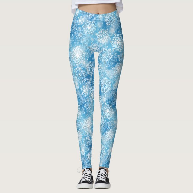 Leggings Flocon de neige bleu (Devant)