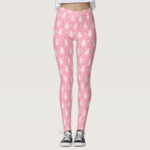 Leggings Flocon de Noël blanc rose pâle