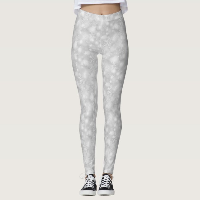Leggings Flocons de neige scintillants, argent - guêtres de (Devant)