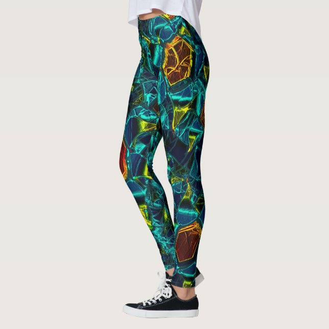 Leggings Flor virtuel em azul gradiente, estilhaçada (Gauche)