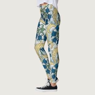 Leggings Floral Blue Flowers Lily Valley Répétition