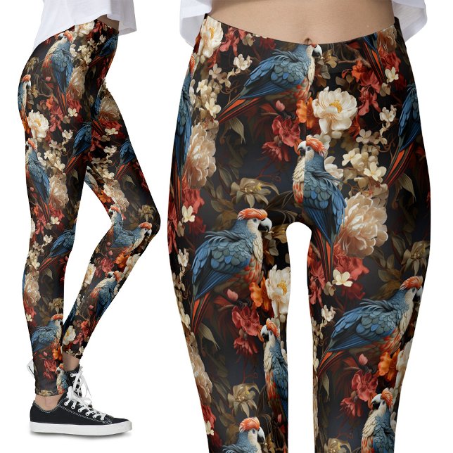 Leggings Floral de perroquets vintages (Créateur téléchargé)