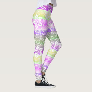 Leggings Floral Funky Sur Retro Chic Cool Motif