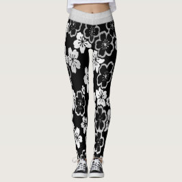 Leggings Floral japonais monochrome
