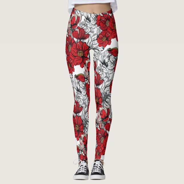Leggings Floral moderne.Fleurs de printemps. (Devant)