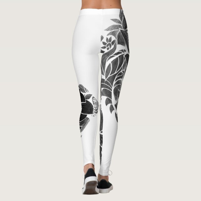 Leggings Floral noir blanc (Dos)