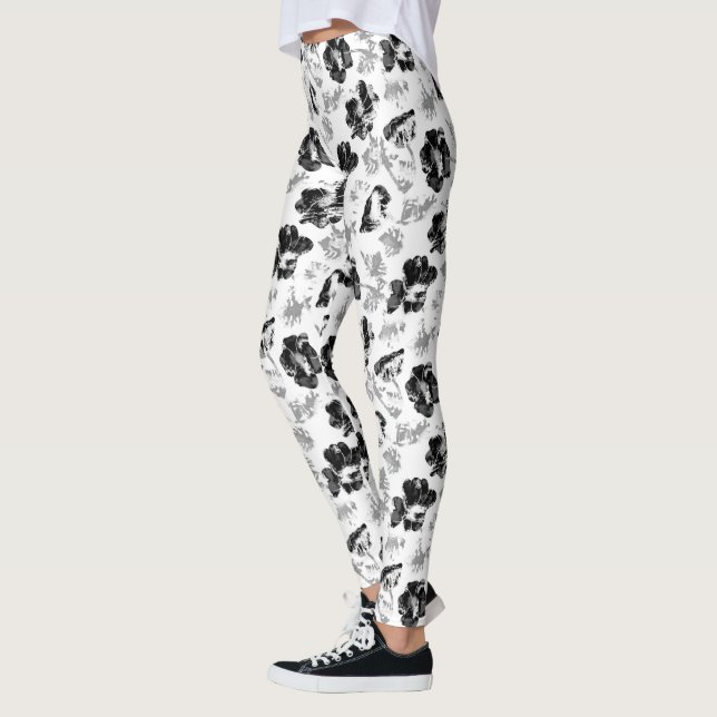 Leggings Floral, noir et blanc (Gauche)