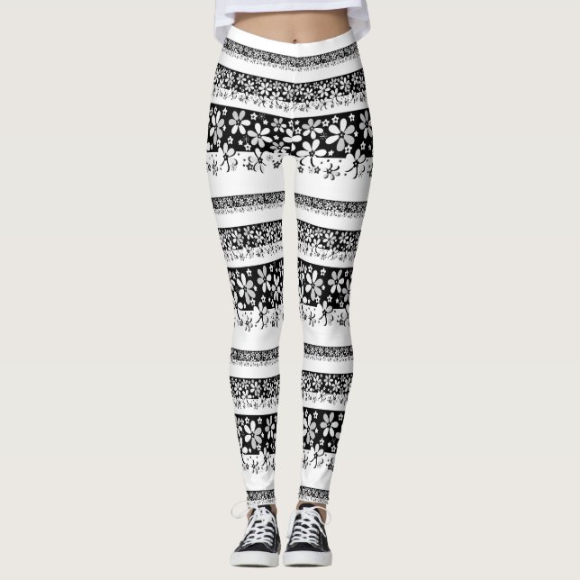 Leggings Floral noir et blanc (Devant)