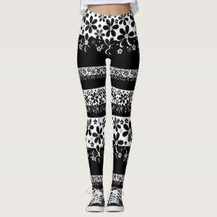 Leggings Floral noir et blanc