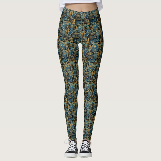 Leggings Floral Paisley Motif d'impression (Devant)