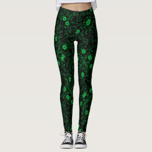 Leggings Floral pattern.01.FR.Green Black BG