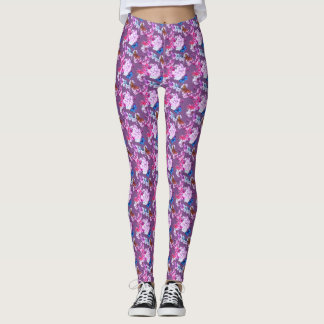 Leggings Floral rose Sur Mauve Avec Légendes De Papillons