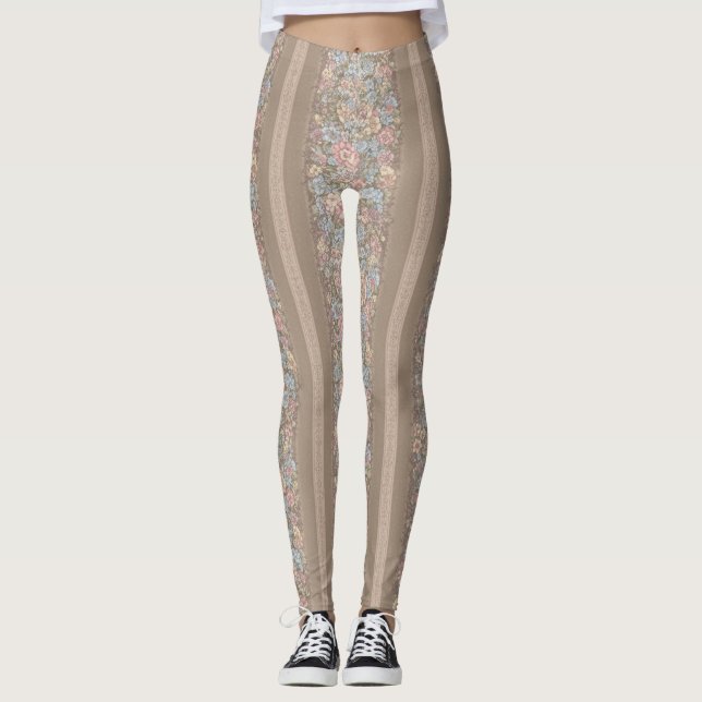 Leggings Floral Stripes Pattern – Elegant Repeating (Devant)