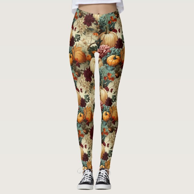 Leggings Floral Thanksgiving Motif Vintage (8) (Devant)