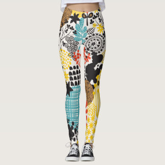 Leggings Floral vintage : Arrière - plan d'herbe sans joint