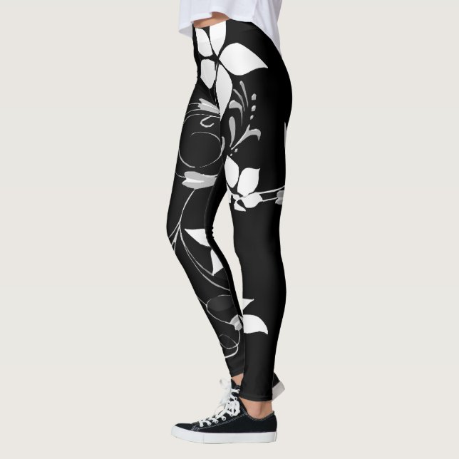 Leggings floraux blancs pour femmes (Gauche)