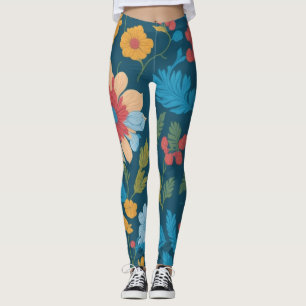 Leggings floraux bleus