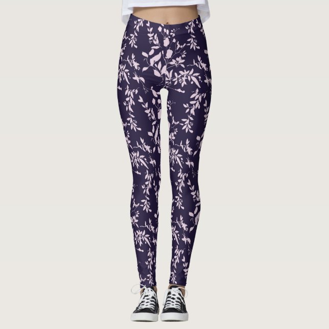 Leggings floraux bleus/roses pour femmes (Devant)