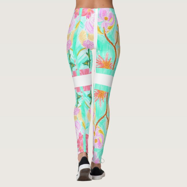 Leggings floraux chatoyants par Ariella & Lily Des (Dos)