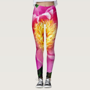 Leggings floraux de Dahlia rose et jaune