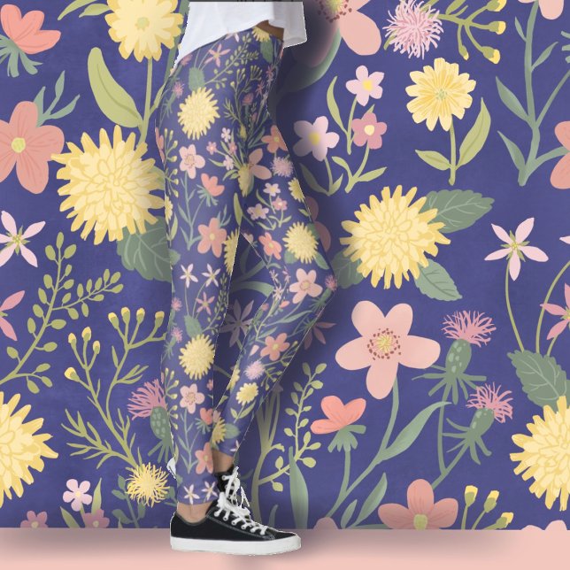leggings floraux fleurs rose joli fleur d'été (Créateur téléchargé)